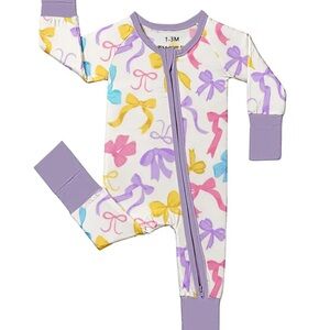 Bamboo Colorful Bow Print Kids One Piece